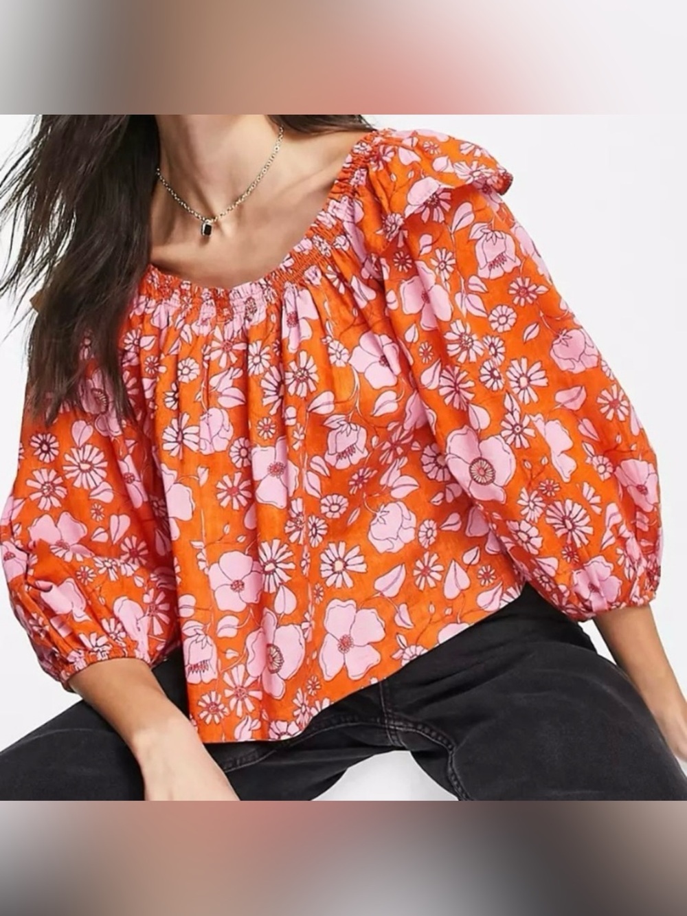 Free People Miss Daisy Floral Cotton Top Extra Large
